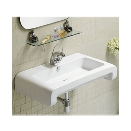 RctnglrWall Mount Basin W/ Overflow,Sgl Faucet Hole And Rear Center Dr